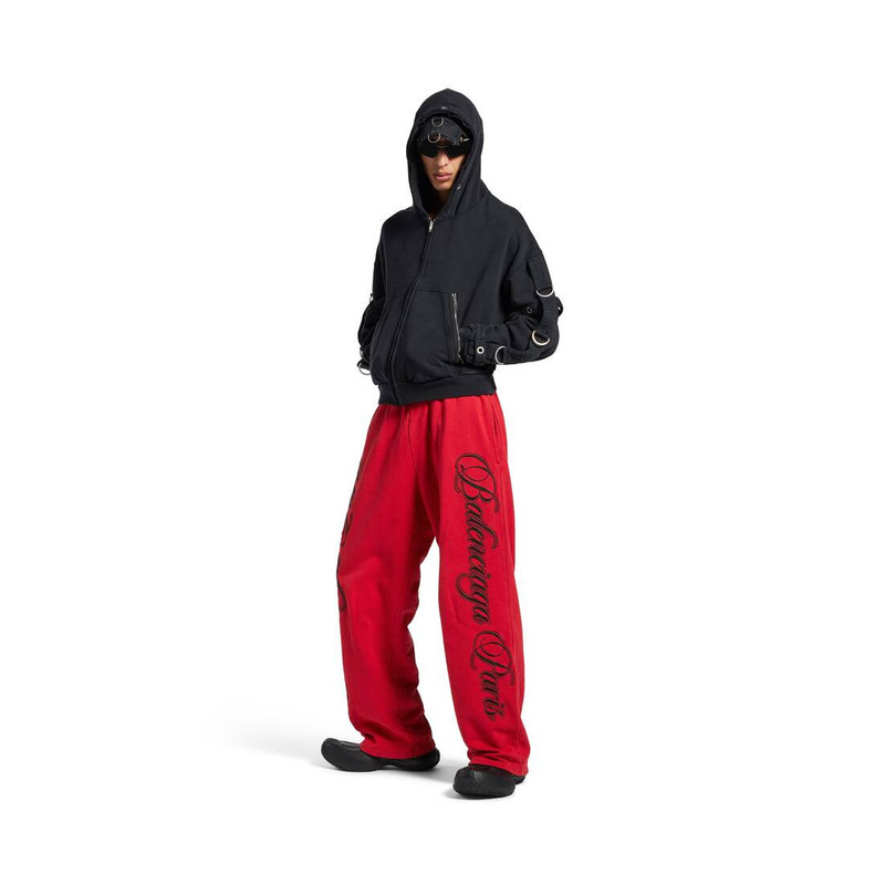 BALENCIAGA Men's Cursive Baggy Pants in Red/black outlook