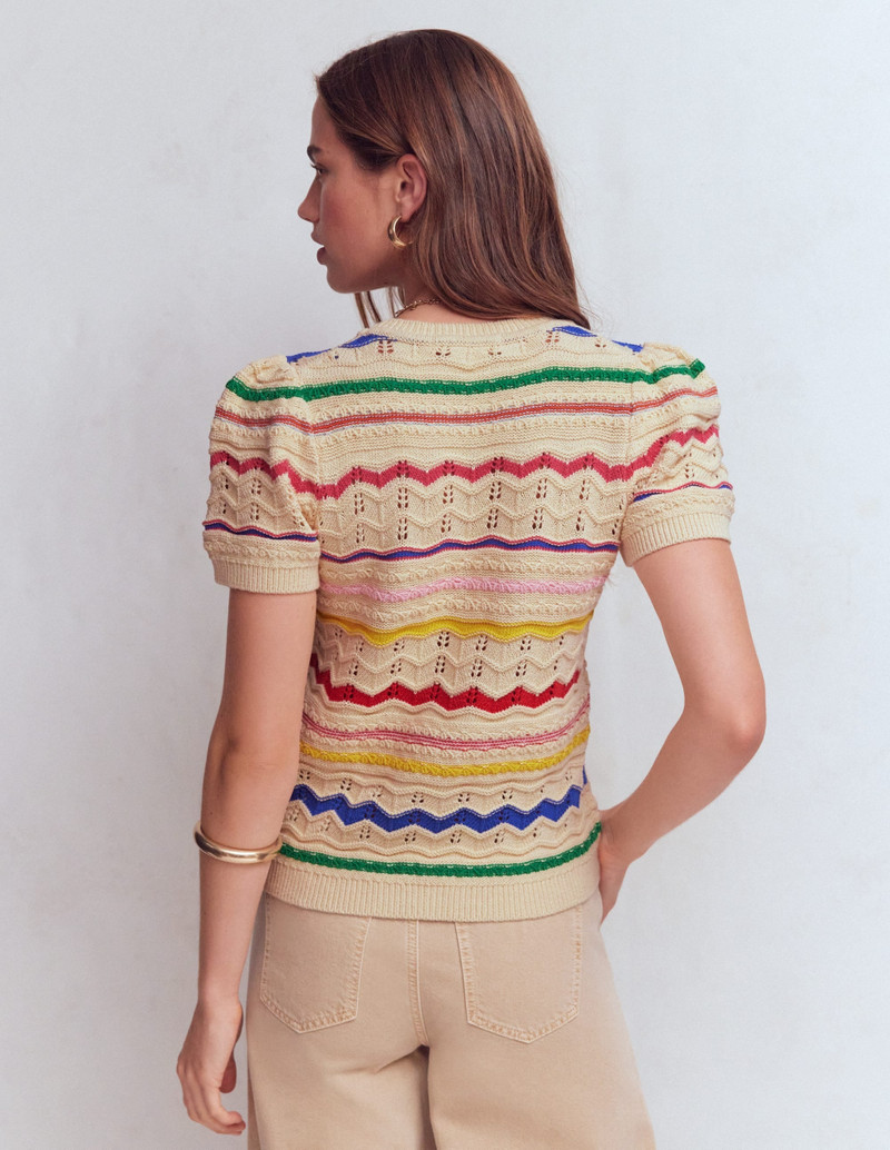 Monica Pointelle T-Shirt-Multi Stripe 6