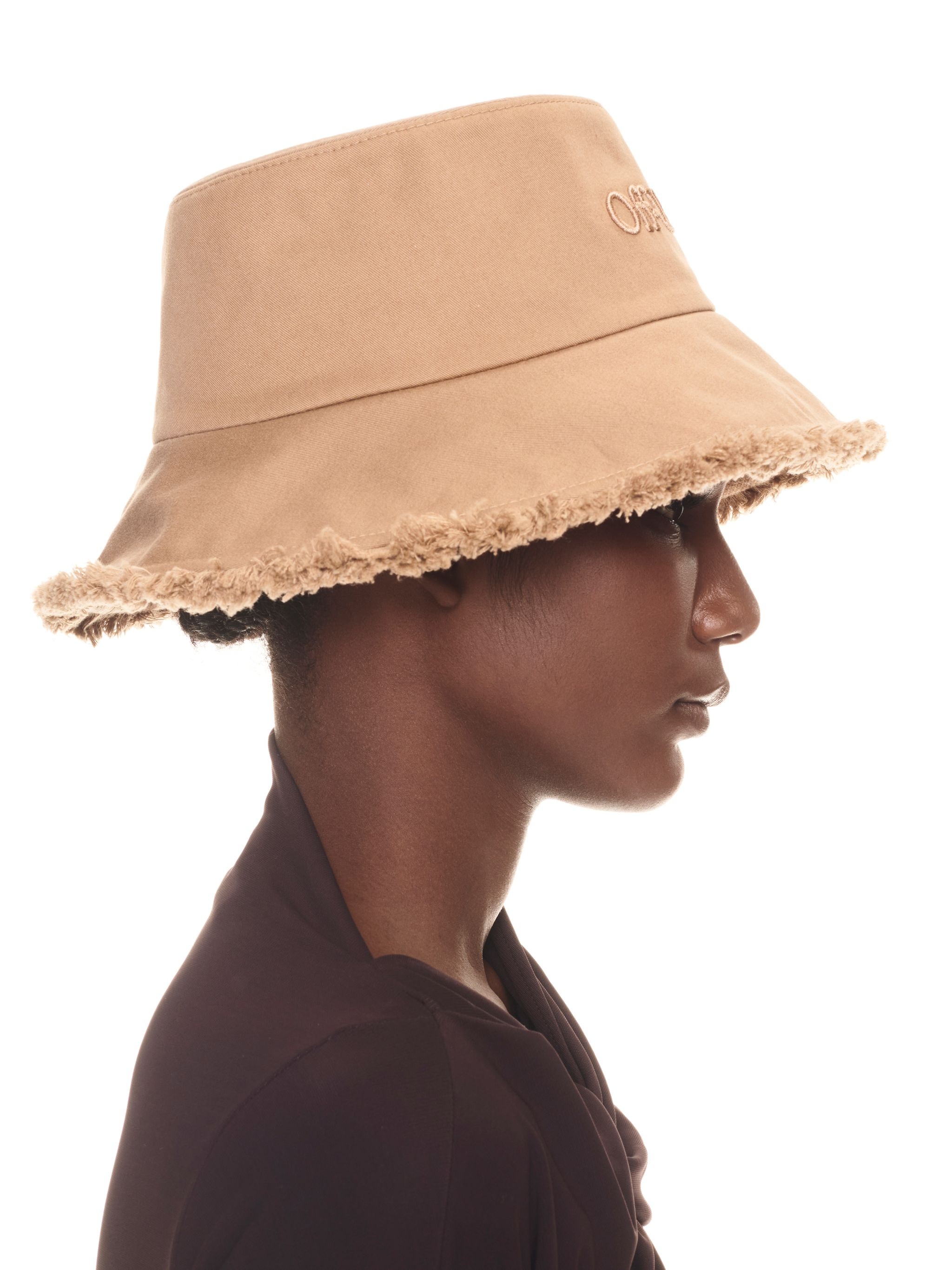 Drill Fringe Over Bucket Hat Beige Beig - 5