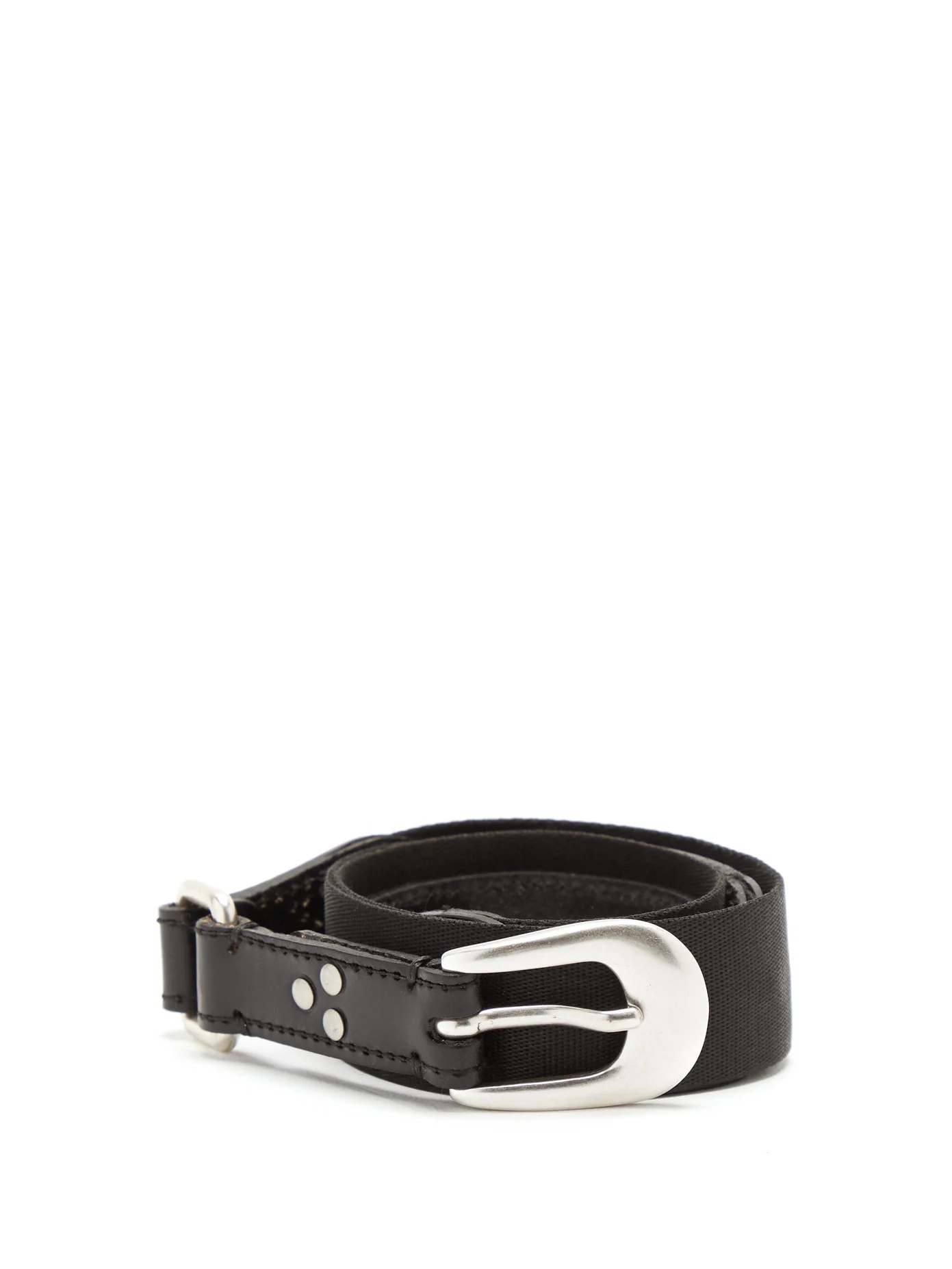 Riveted leather and webbing belt - 1