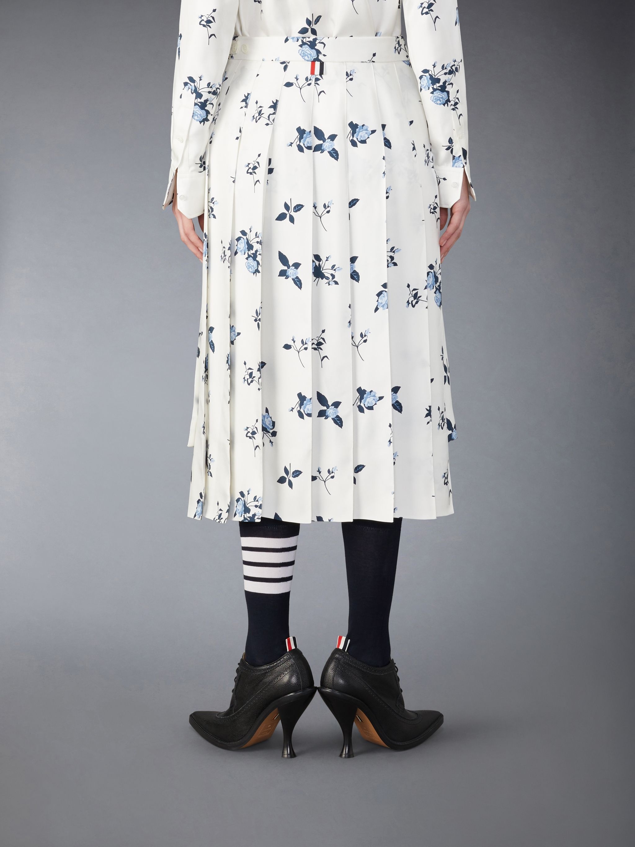 Silk Floral Classic Midi Pleated Skirt - 3