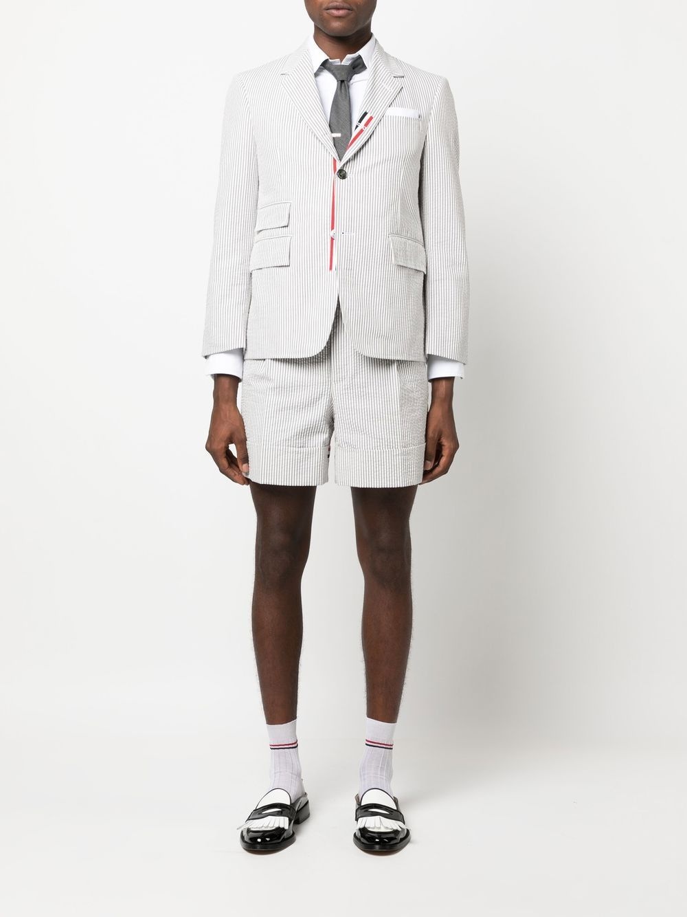 seersucker single-breasted blazer - 2