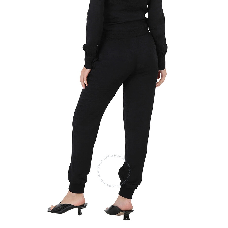 Moschino Ladies Black Allover Logo Viscose Twill Joggers - 5