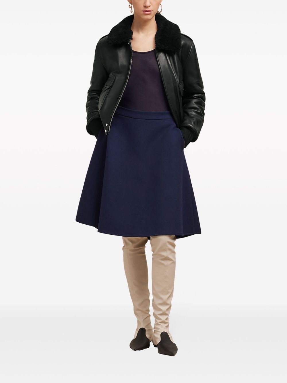 viring-wool blend A-line skirt - 2