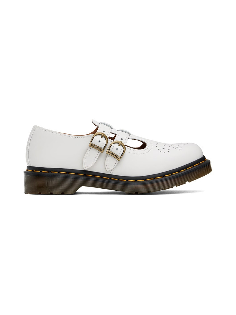 White 8065 Smooth Leather Mary Jane Loafers - 1