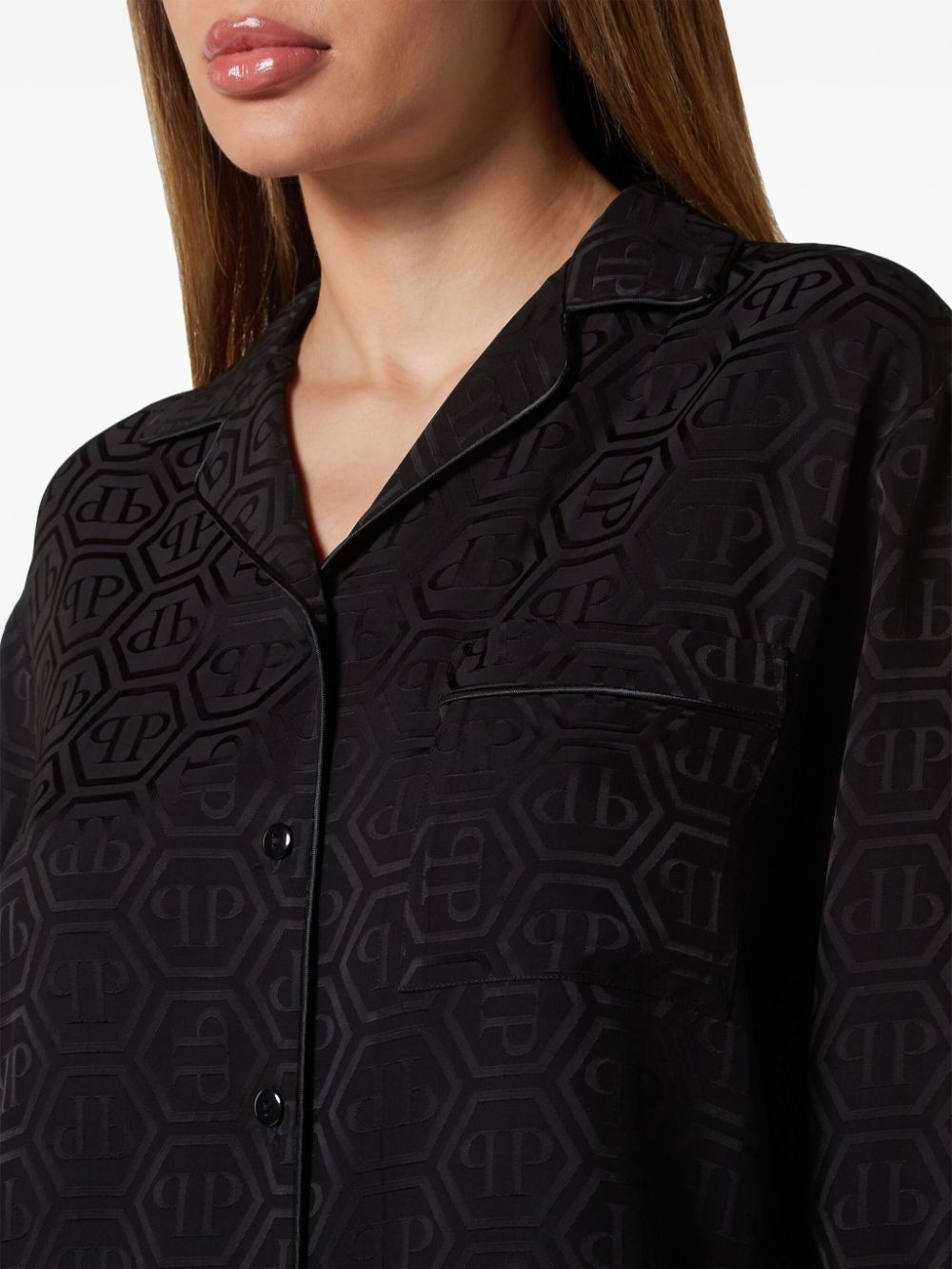 monogram-pattern long-sleeve shirt - 4