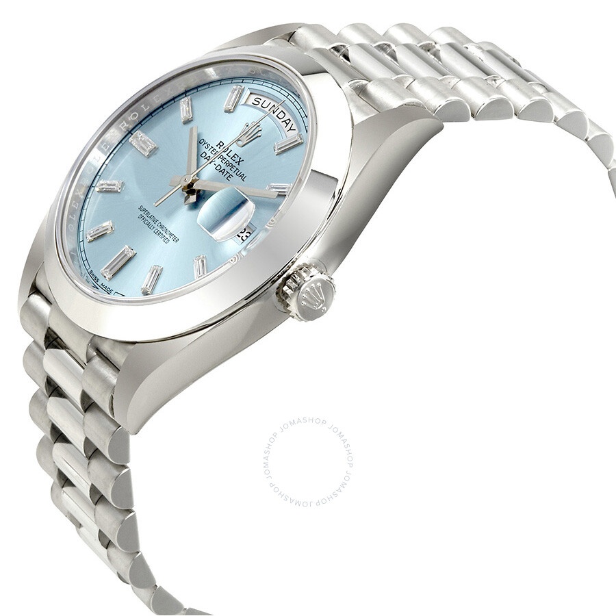 Rolex Oyster Perpetual Day-Date Ice Blue Baguette Dial Platinum President Automatic Men's Watch 2282 - 2