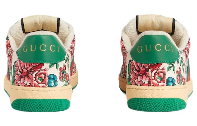 (WMNS) Gucci Screener Floral Print Sneakers 'White Pink Green' 746405-FAB0L-8443 - 4