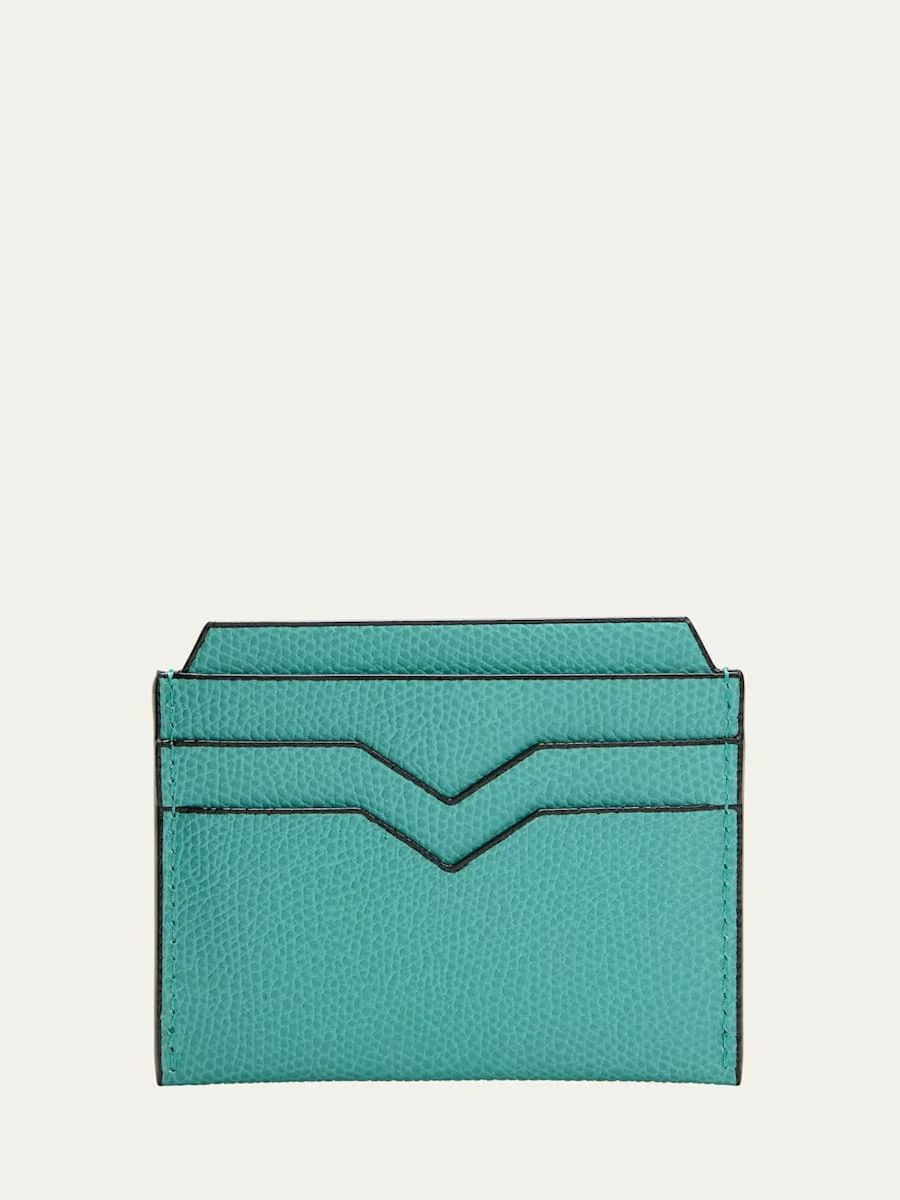 Men's V-Slot Leather Card Case - 1