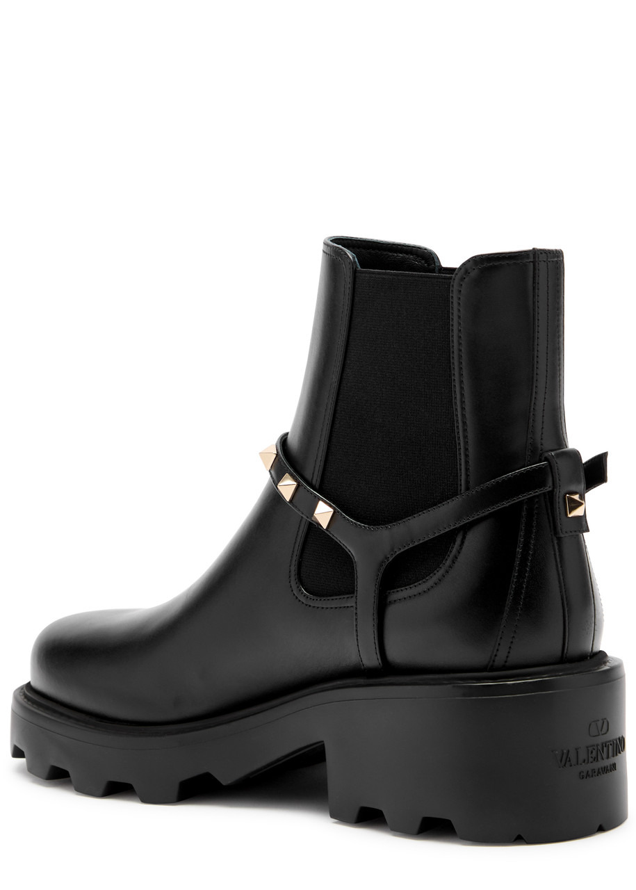Valentino Rockstud Beatle Leather Ankle Boot - 2