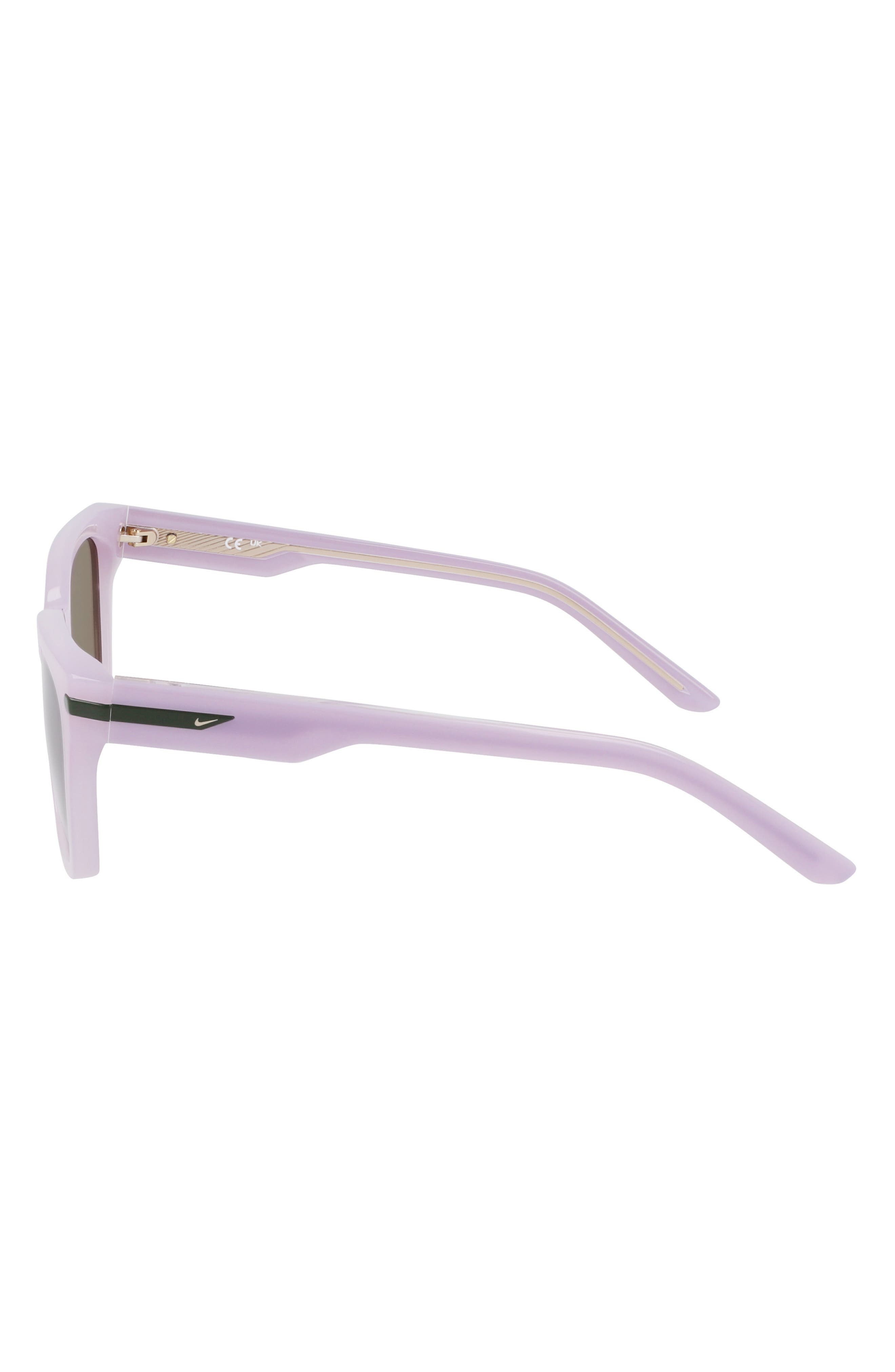 Nike Crescent II 52mm Square Sunglasses in Milky Lilac Bloom /Green at Nordstrom - 9