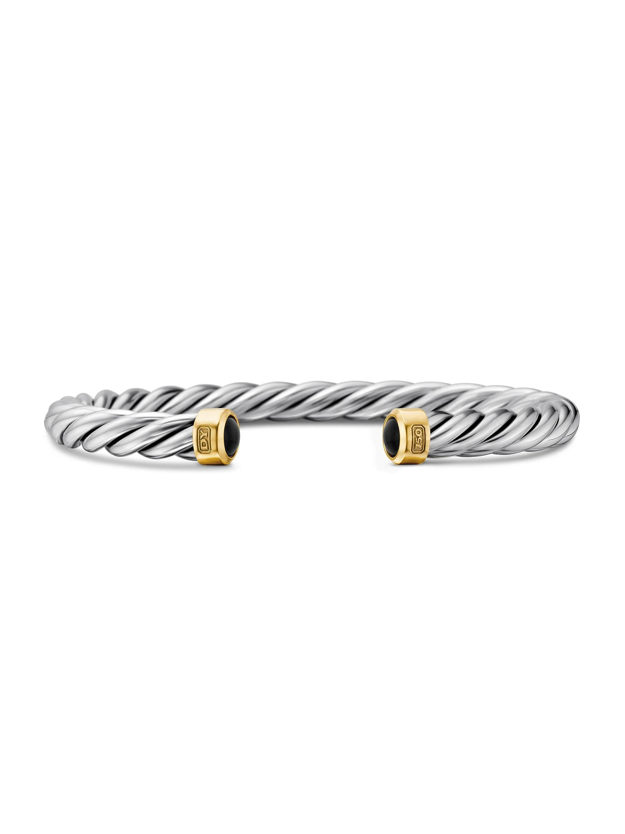Men's Cable Cuff Bracelet in Sterling Silver - Black Onyx - 1