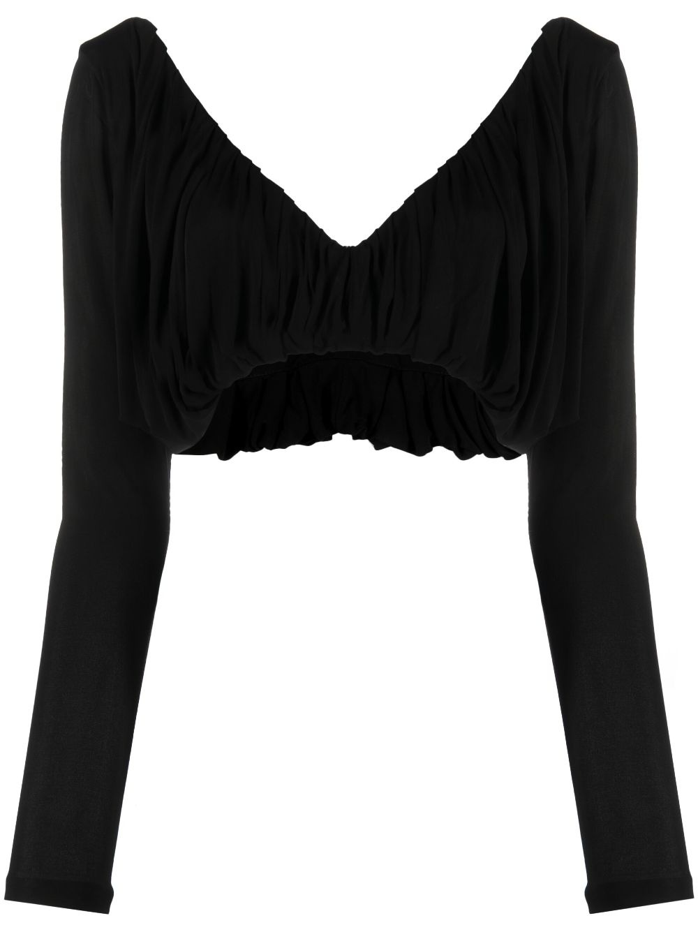 gathered jersey cropped top - 2
