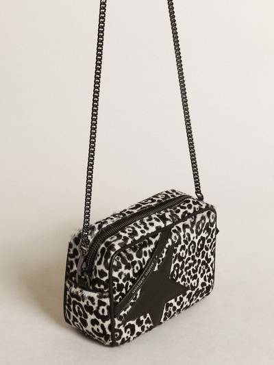 Golden Goose Mini Star Bag in black and white leopard-print pony skin with black leather star outlook