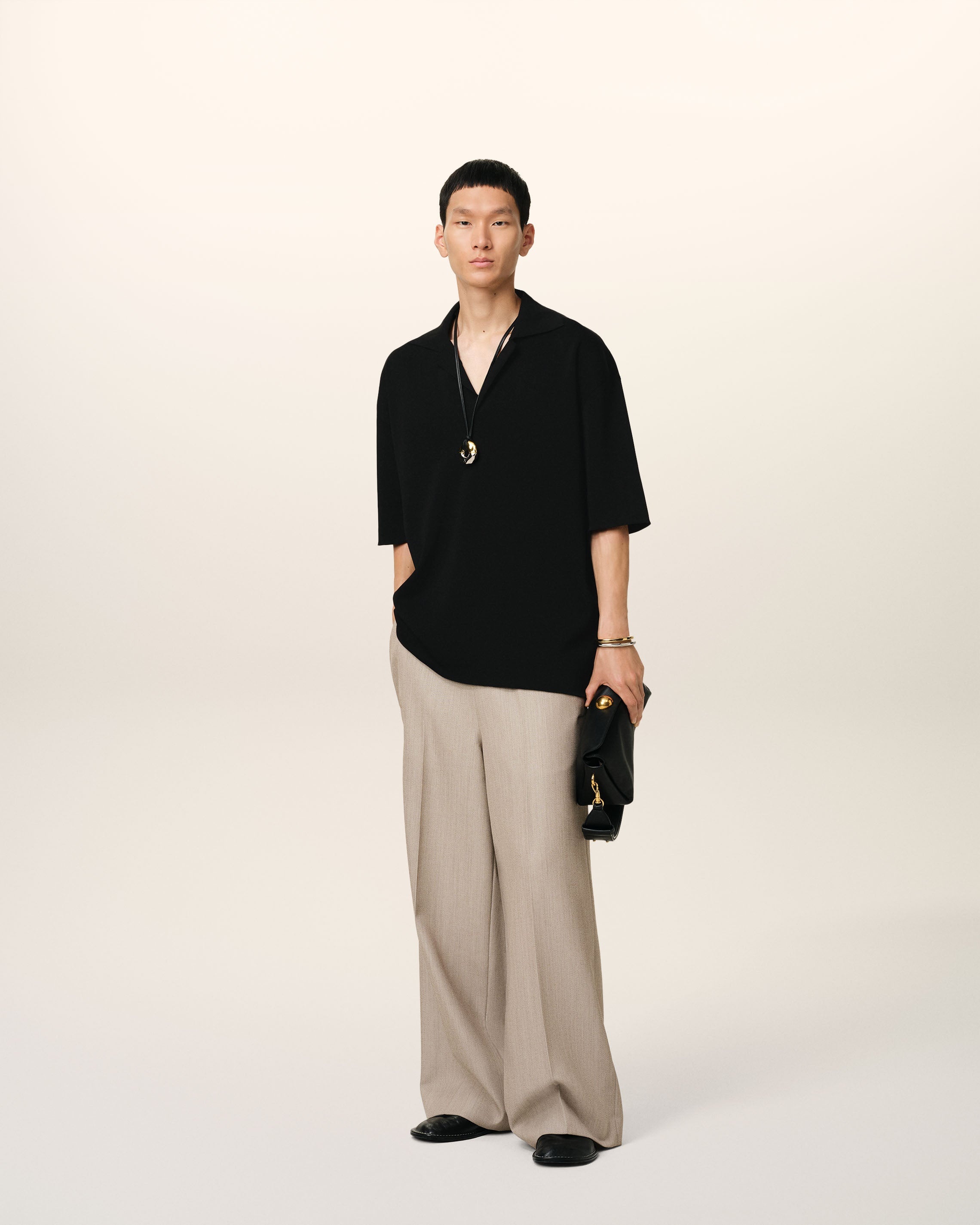 BLACK SHORT SLEEVE POLO - 1