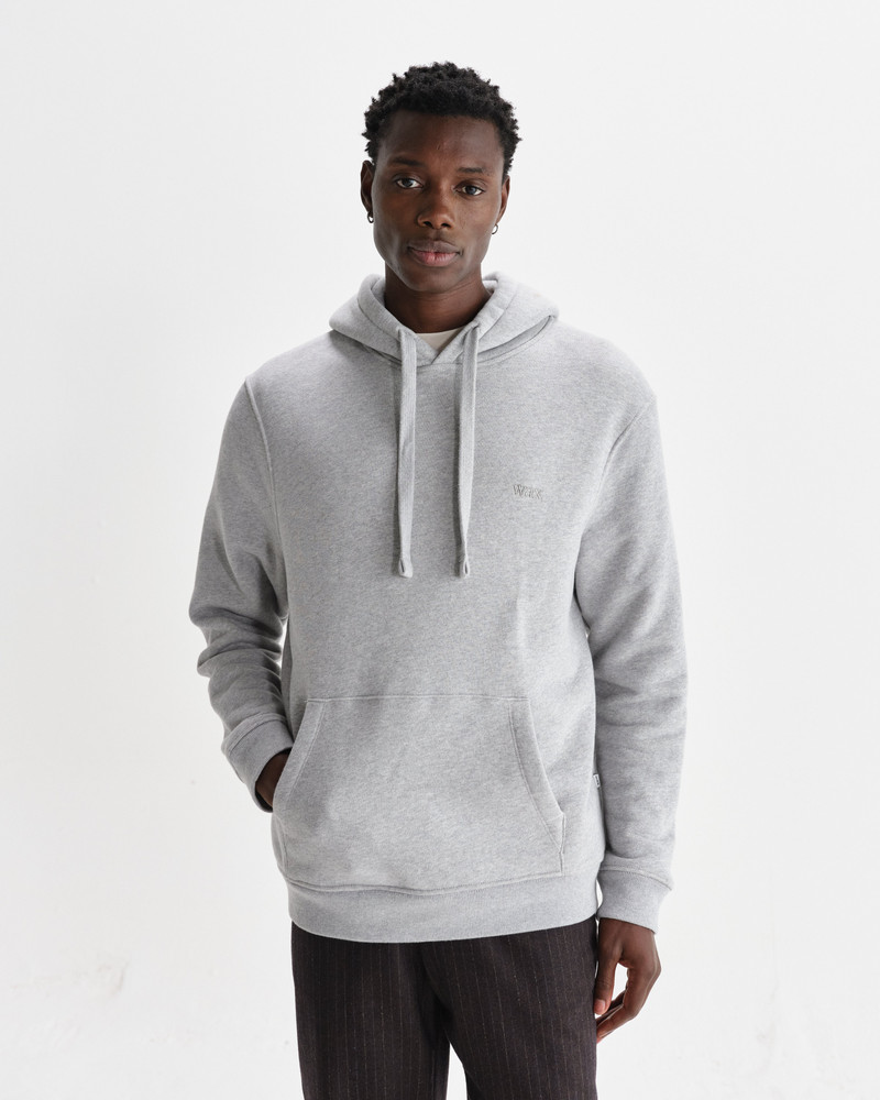 Wax London Hoxton - Heather Grey Brushed Organic Cotton Hoodie outlook