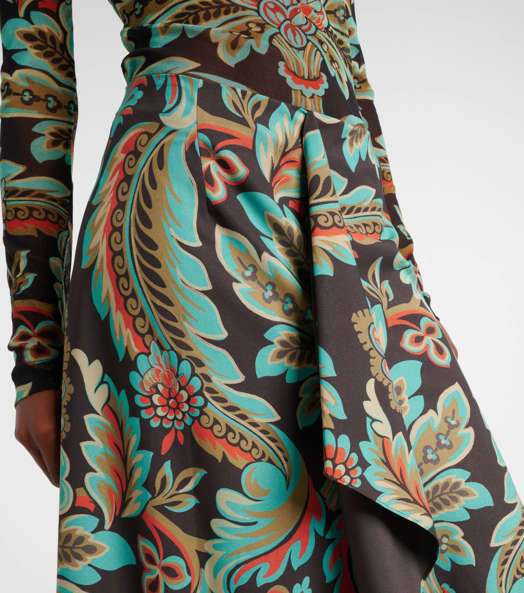 Floral asymmetric wrap skirt - 4