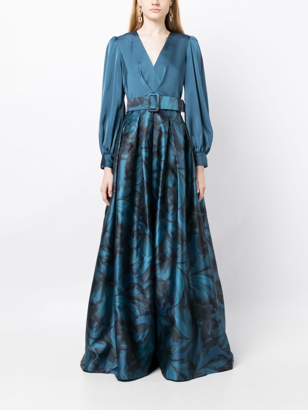 Zoe floral-print satin gown - 2
