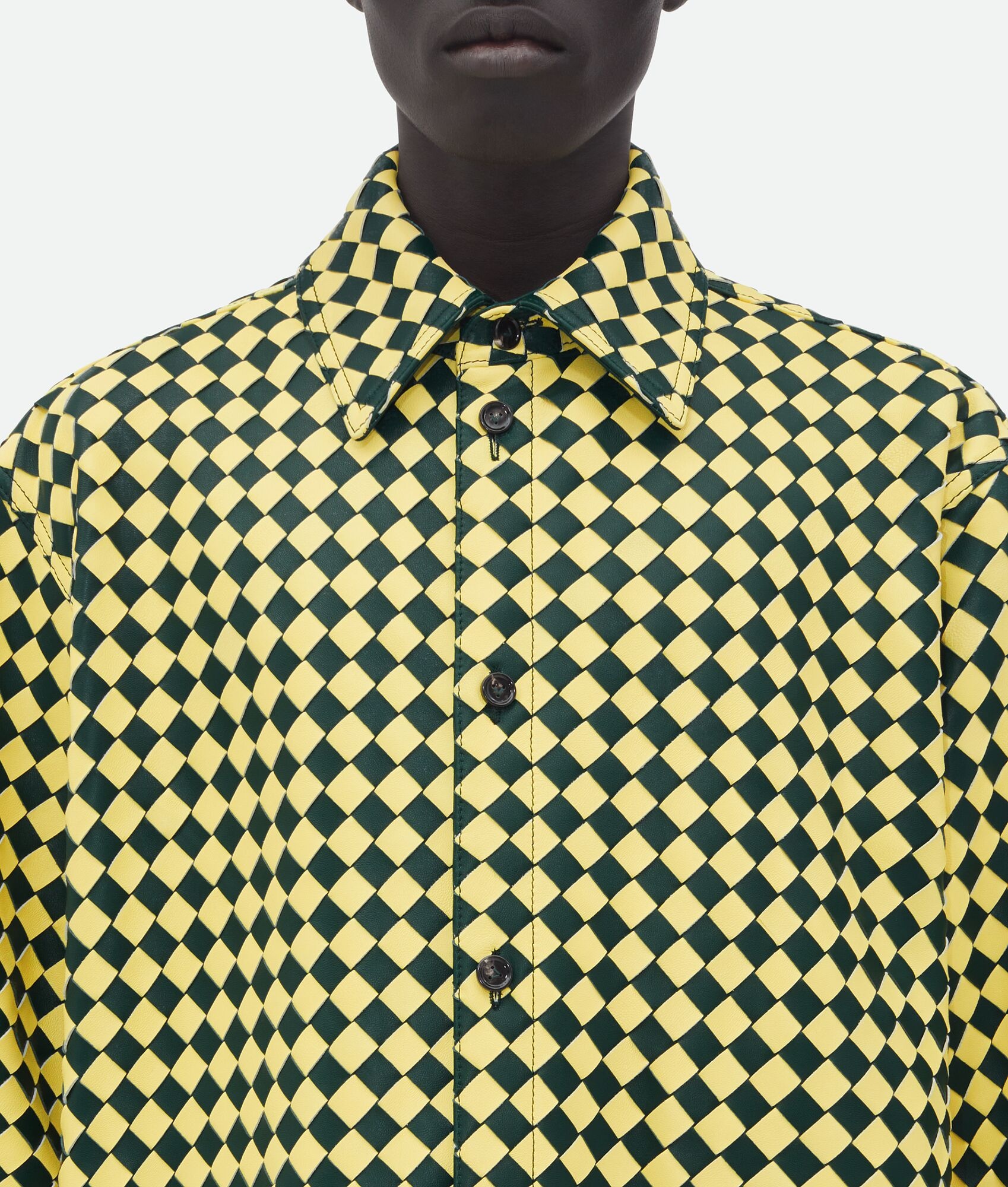 Leather Bicolor Intrecciato Shirt - 5