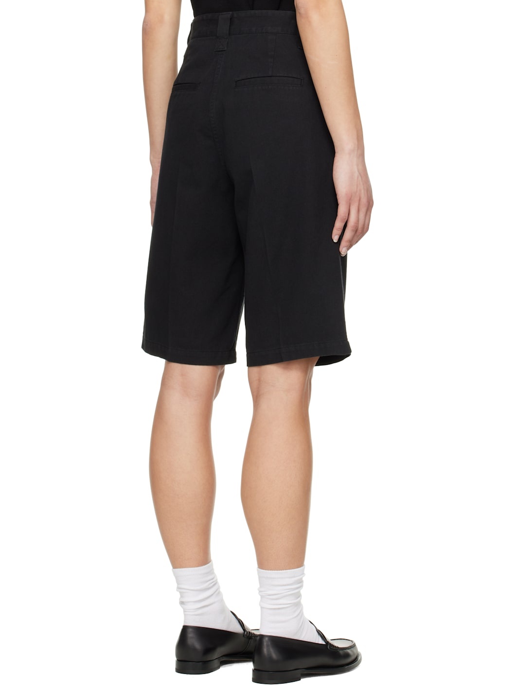 Black Relaxed Cotton Bermuda Shorts - 3