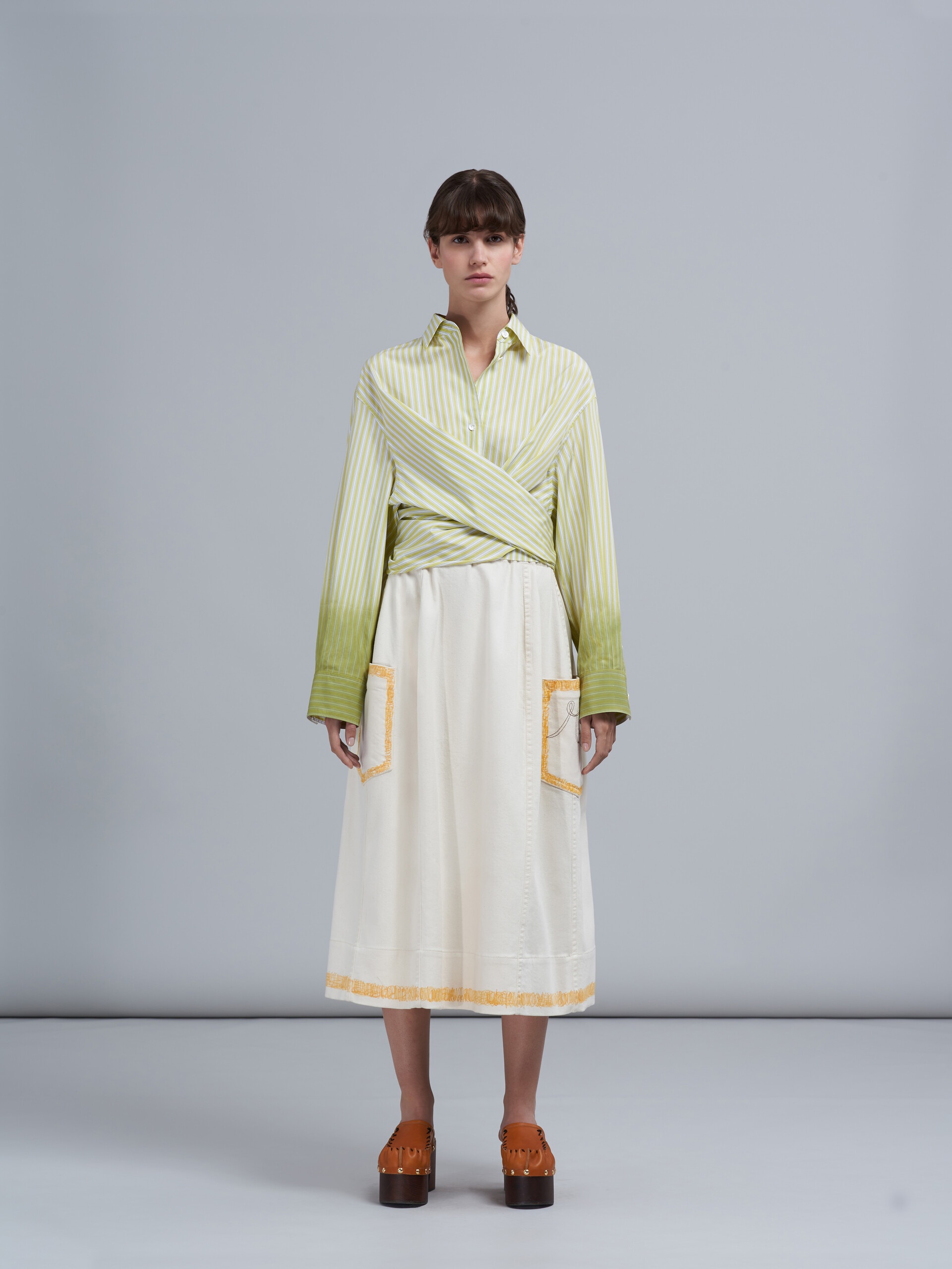 BEIGE DENIM SKIRT - 2