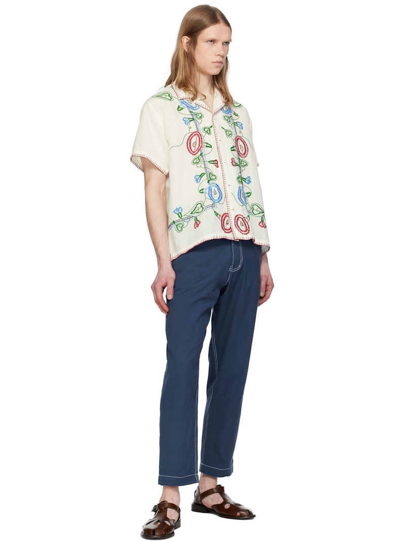 HARAGO White Embroidered Linen Shirt outlook