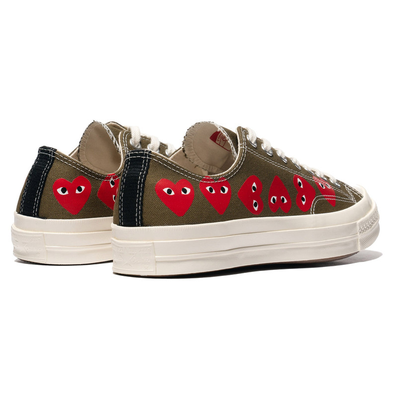Comme des Garçons PLAY X CONVERSE CHUCK 70 MULTI HEART LOW FIR GREEN outlook