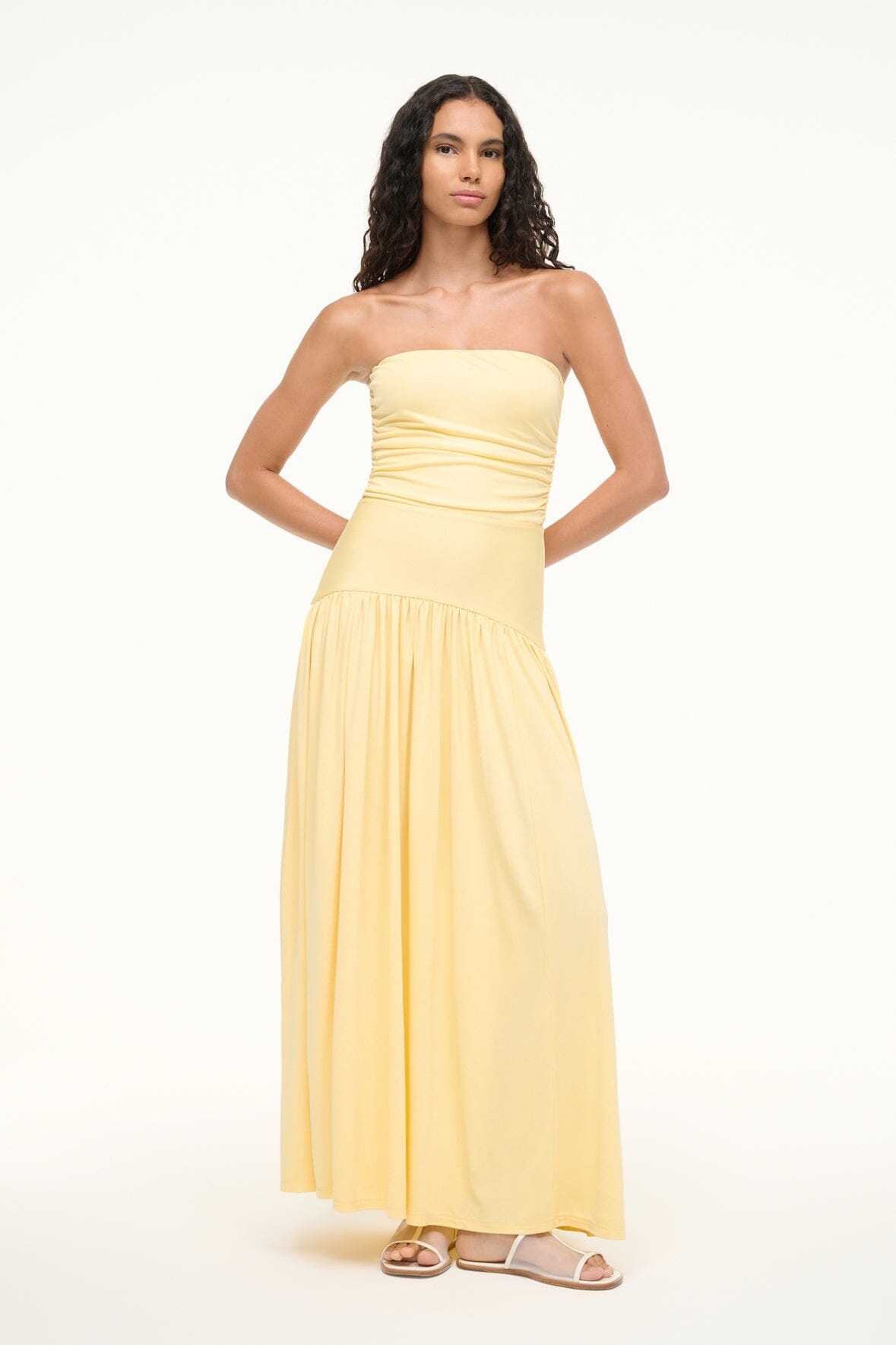 STAUD MARIANA DRESS PALE HONEY - 4