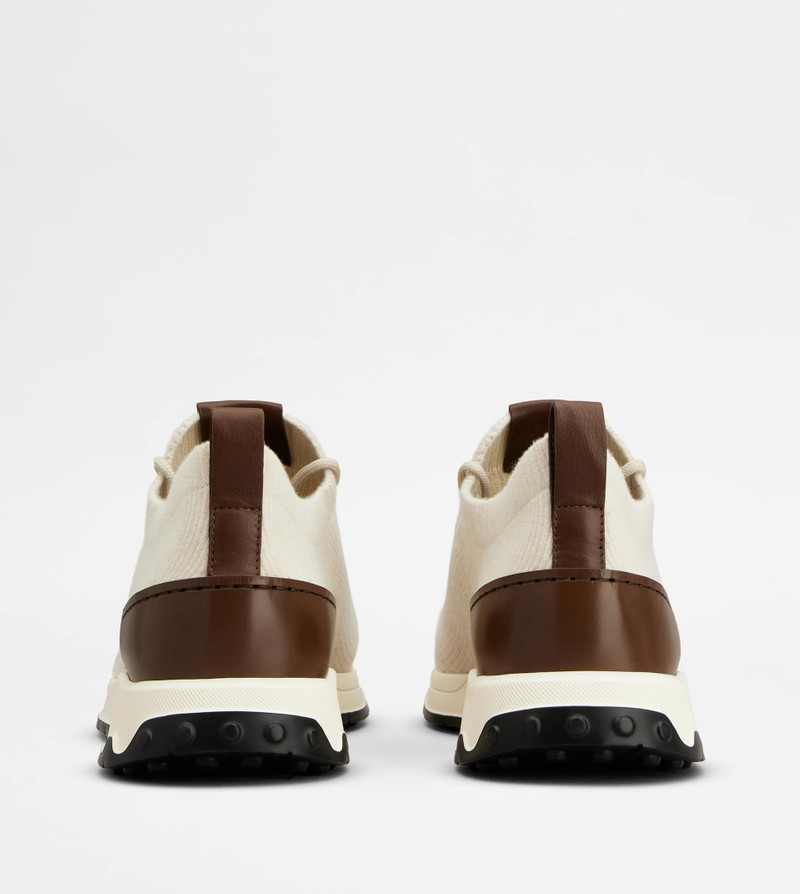 Tod's SOCK SNEAKERS IN FABRIC AND LEATHER - OFF WHITE, BROWN outlook