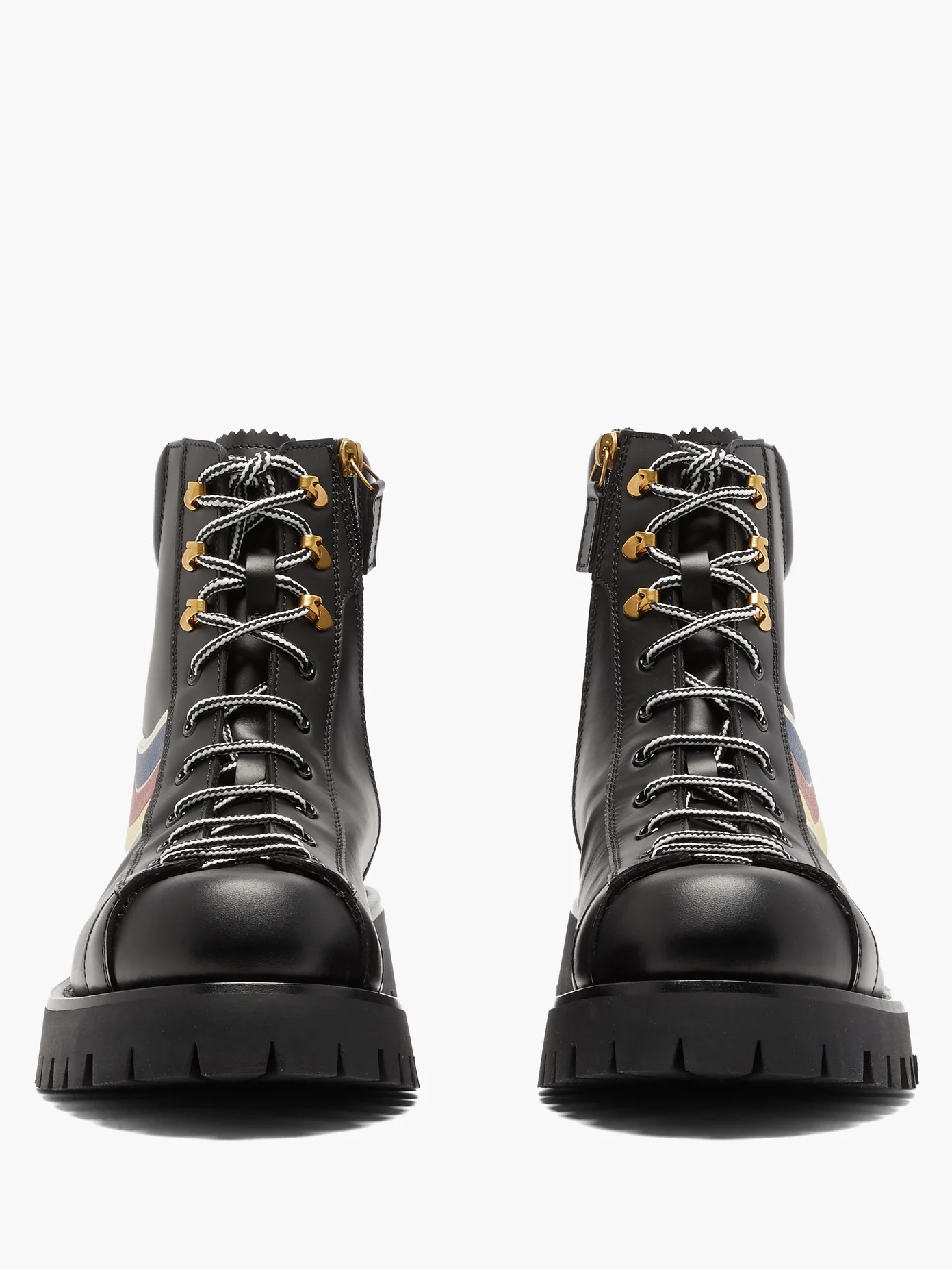 Oliver Web-stripe leather hiking boots - 5