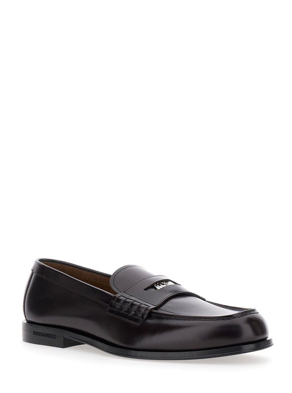 Dsquared2 Men Black Loafers With Logo Plaque On The Front In Leather Man - 2