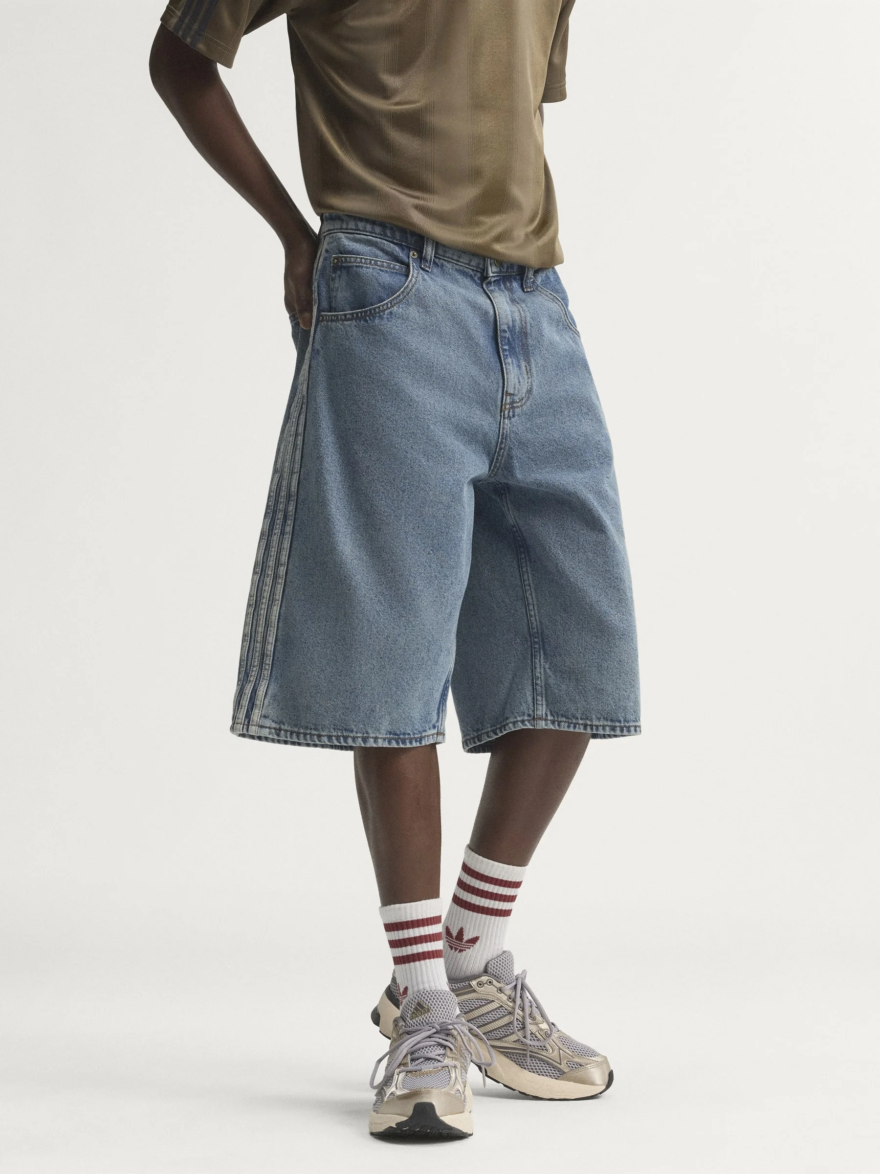 FIREBIRD ADICOLOR DENIM JORTS MID-RISE STRAIGHT LEG - 1