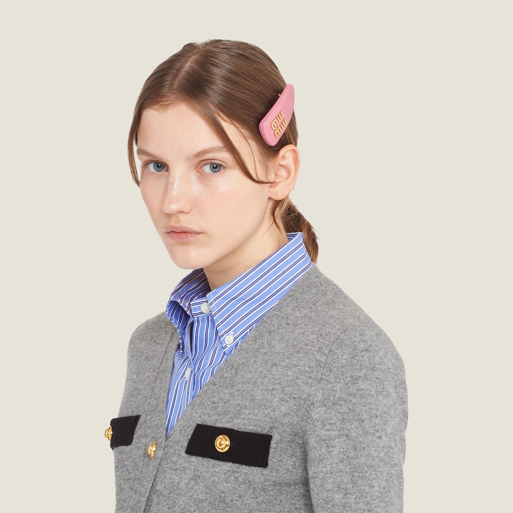 Nappa leather hair clip - 1