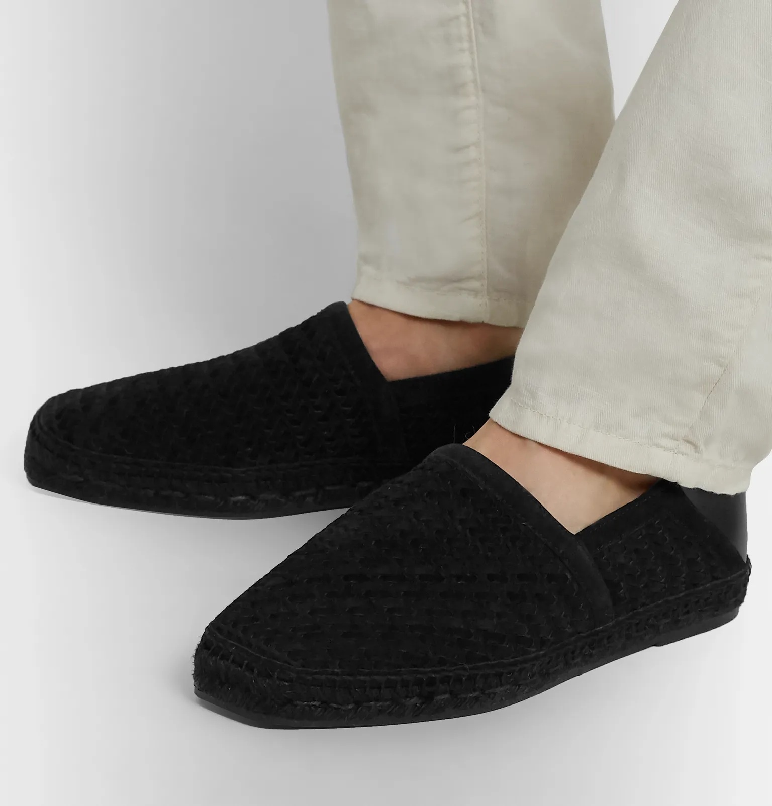 Barnes Leather-Trimmed Woven Suede Espadrilles - 5