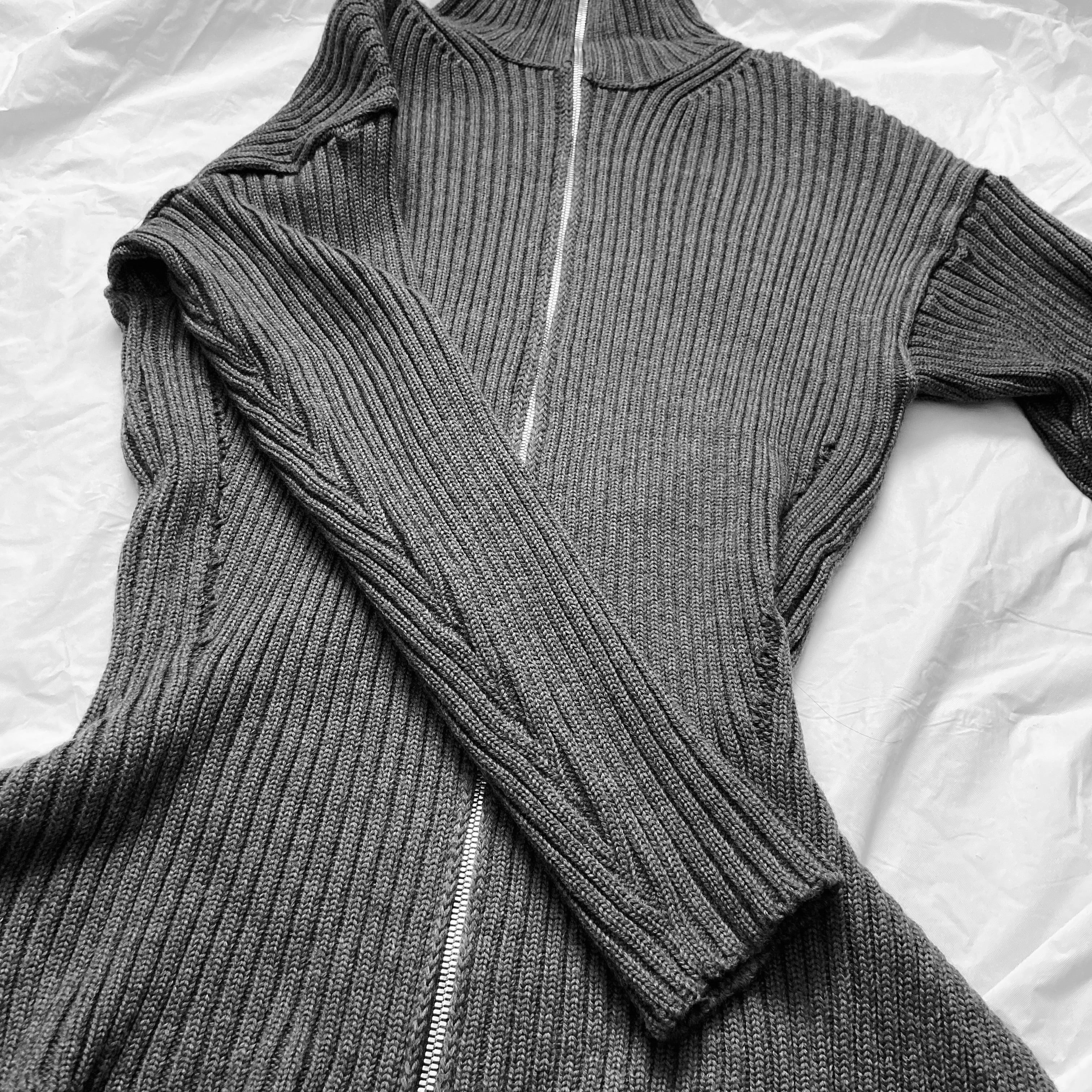 Jean Paul Gaultier Grey knit zip up cardigan XL - 5
