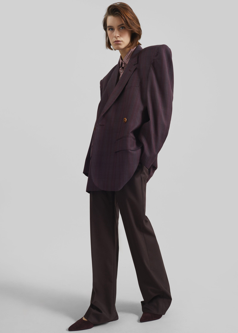 Marnay Padded Blazer - Burgundy Plaid 4