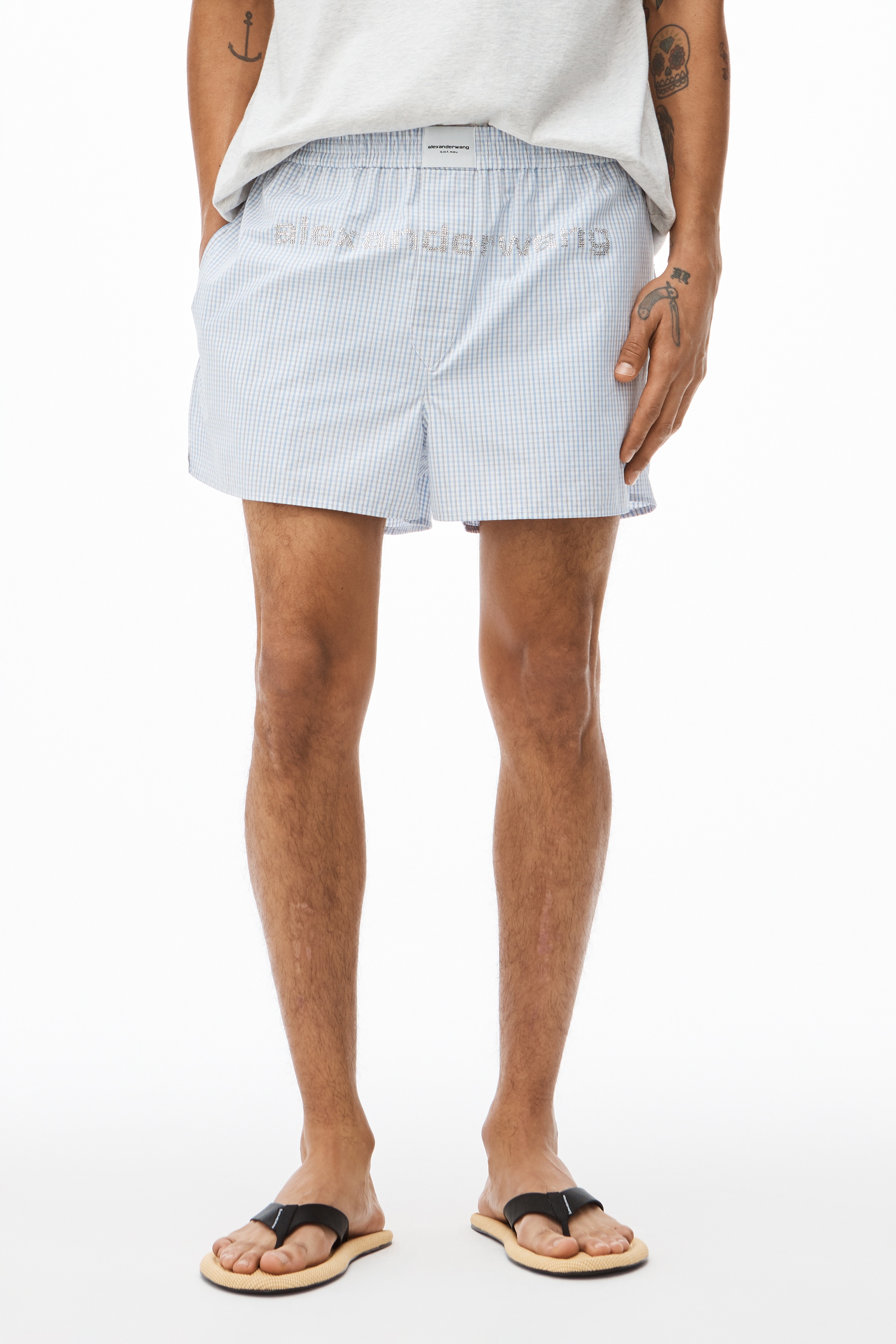 CHECK CRYSTAL LOGO BOXER SHORT IN COTTON - 6