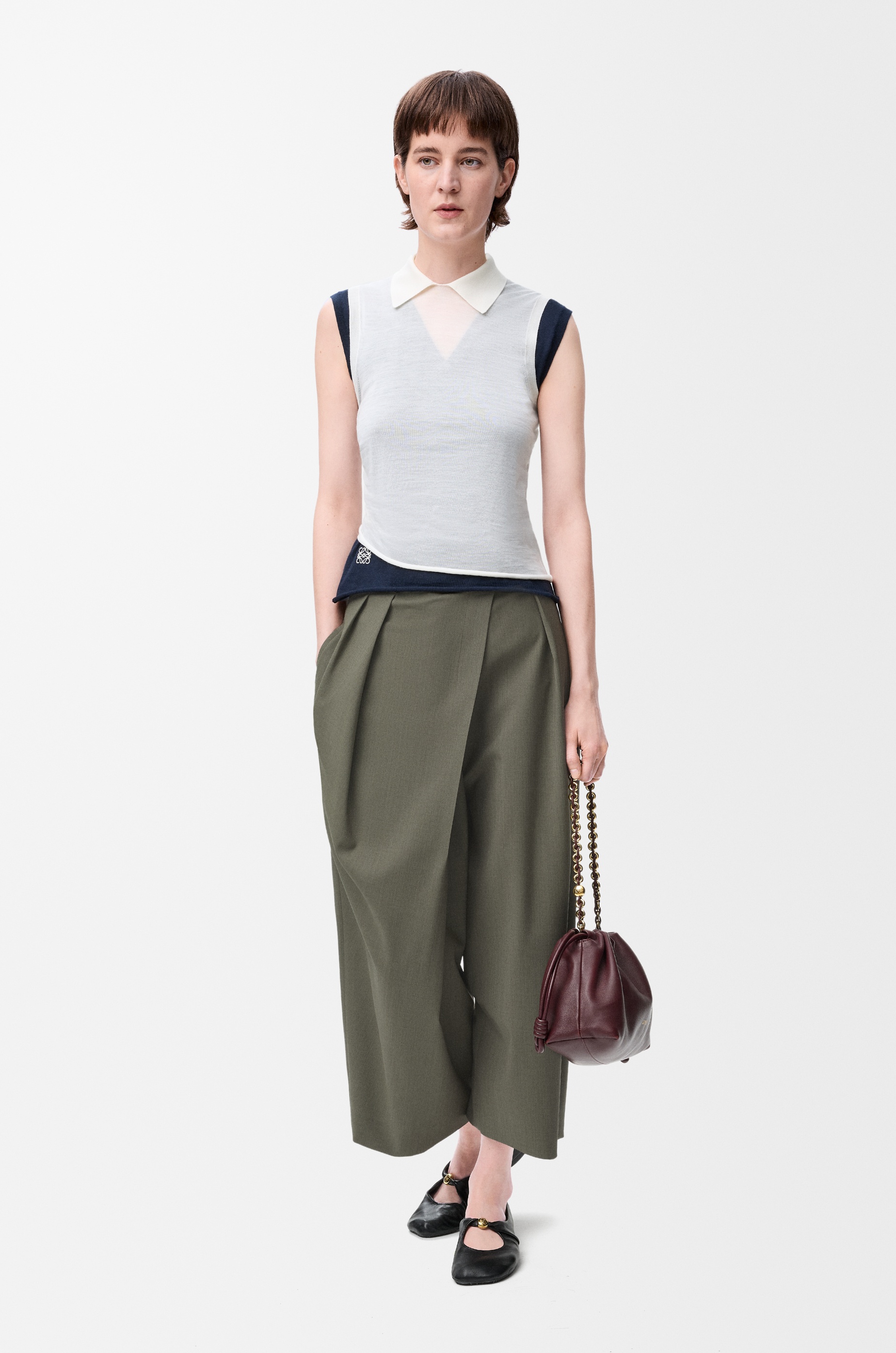 Cropped wrap trousers in wool - 2