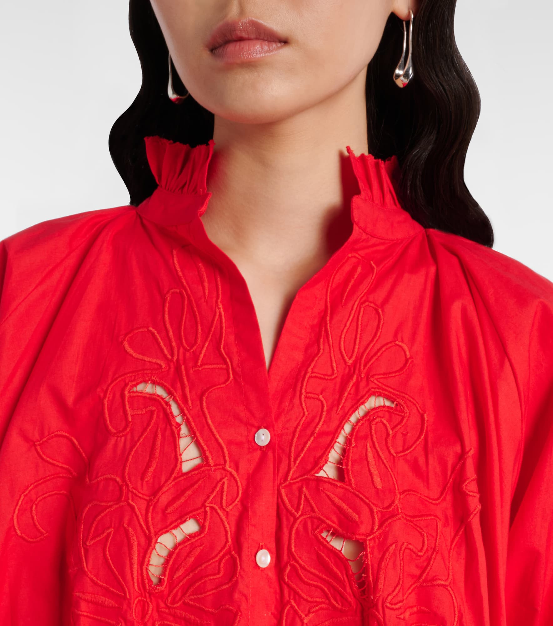 Broderie anglaise cotton poplin minidress - 4