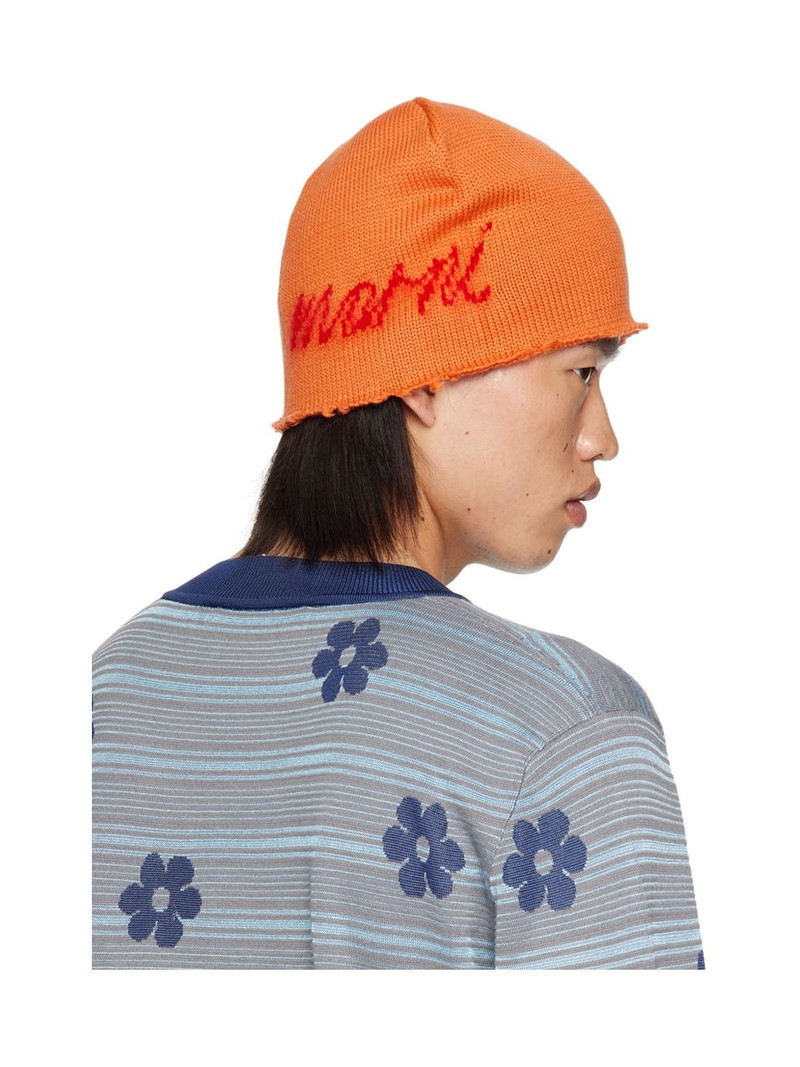 Orange Mohair Logo Beanie 3