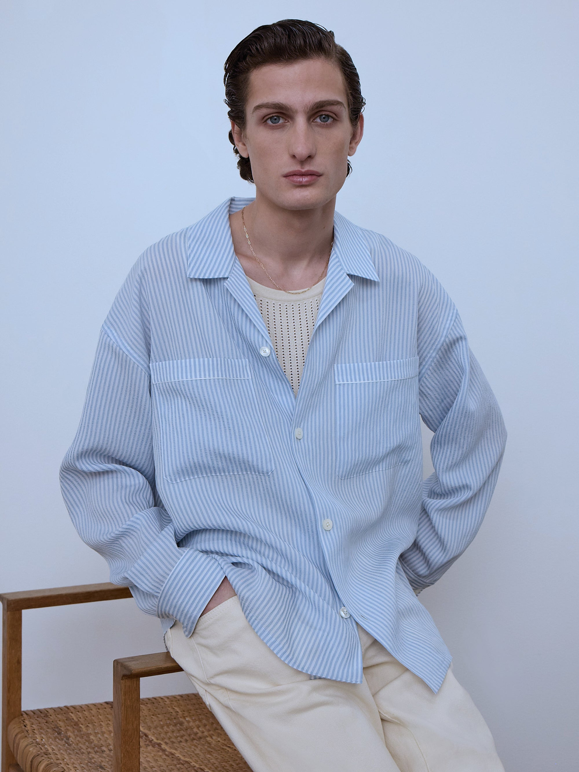 Blue Striped Shirt in Blue Stripe - 2