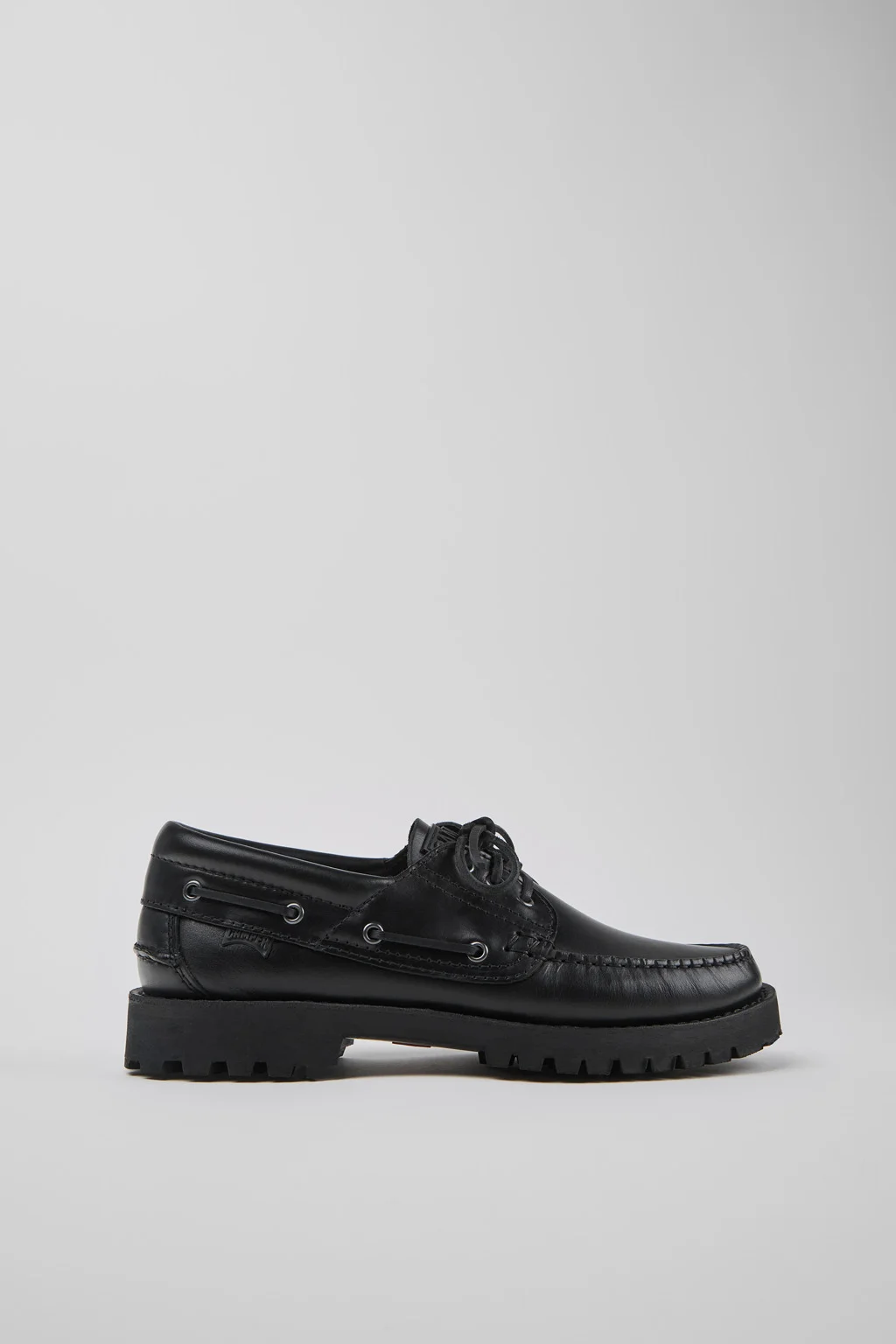 Nautico Black Leather Nautical Shoes for Men. - 1