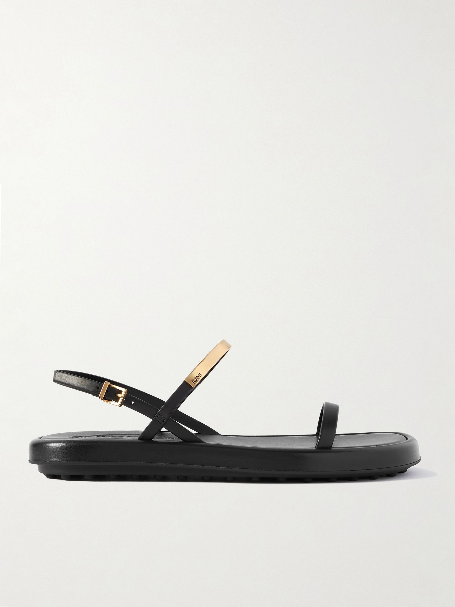 Embellished leather slingback sandals Black - 1
