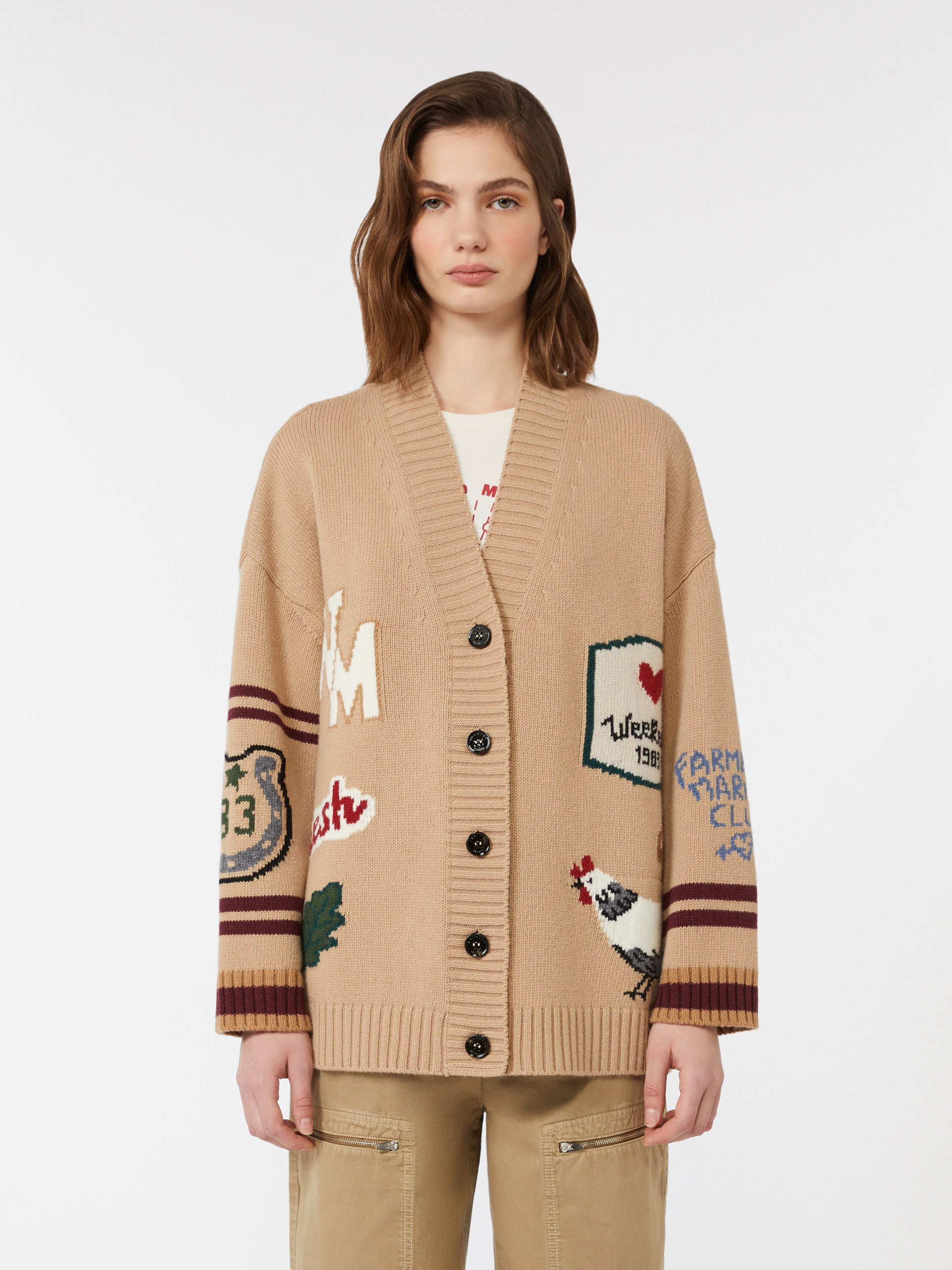 BELGIO Wool knit oversized cardigan - 3