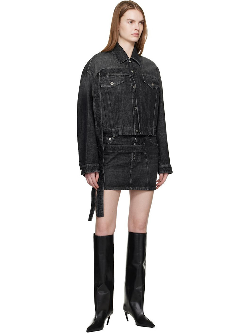 Jean Paul Gaultier Black Low Waisted Strap Denim Miniskirt outlook
