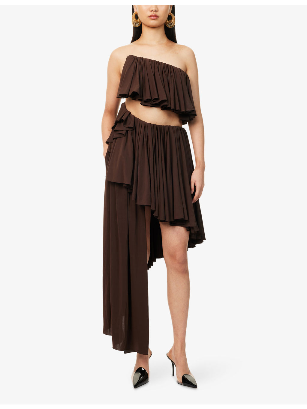 Spiral Ruffled Stretch-Woven Midi Dress - 2