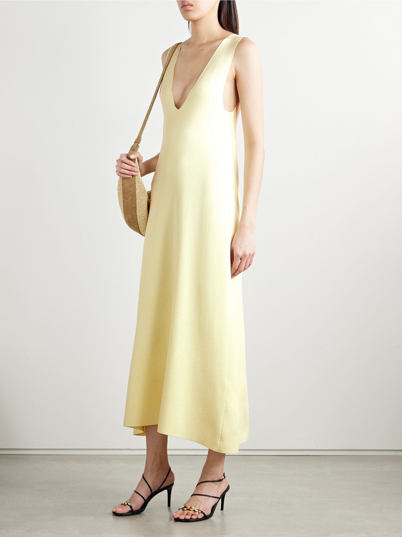 KHAITE Keran stretch-knit midi dress Pastel yellow outlook