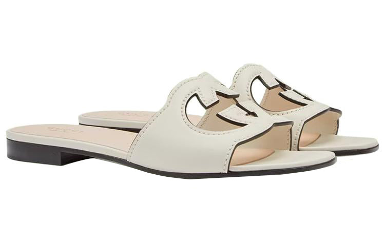(WMNS) Gucci Interlocking G cut-out slide sandal 'White Leather' 694451-US000-9022 - 3