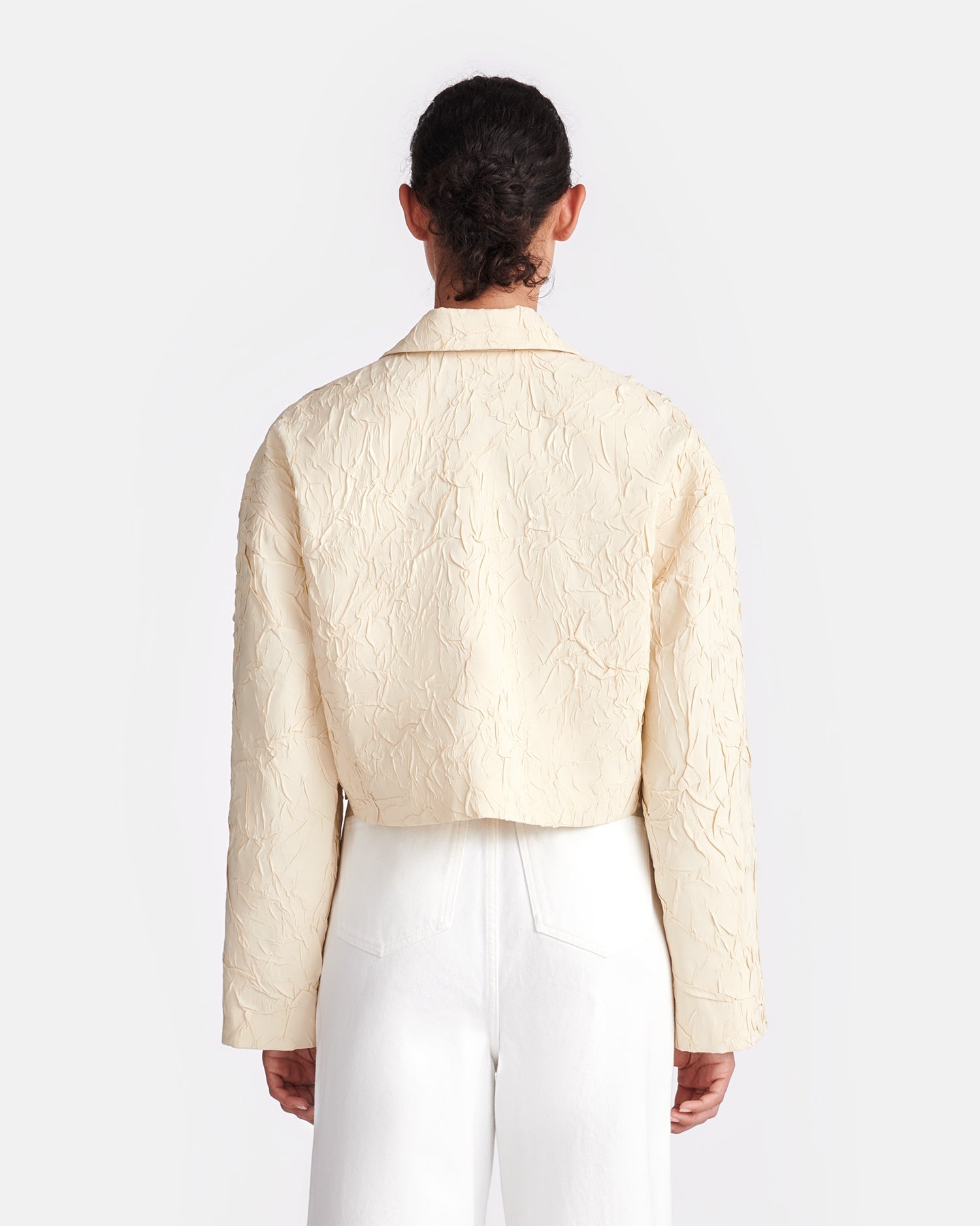 Cropped Sculpted Glass Poplin Shirt - 5