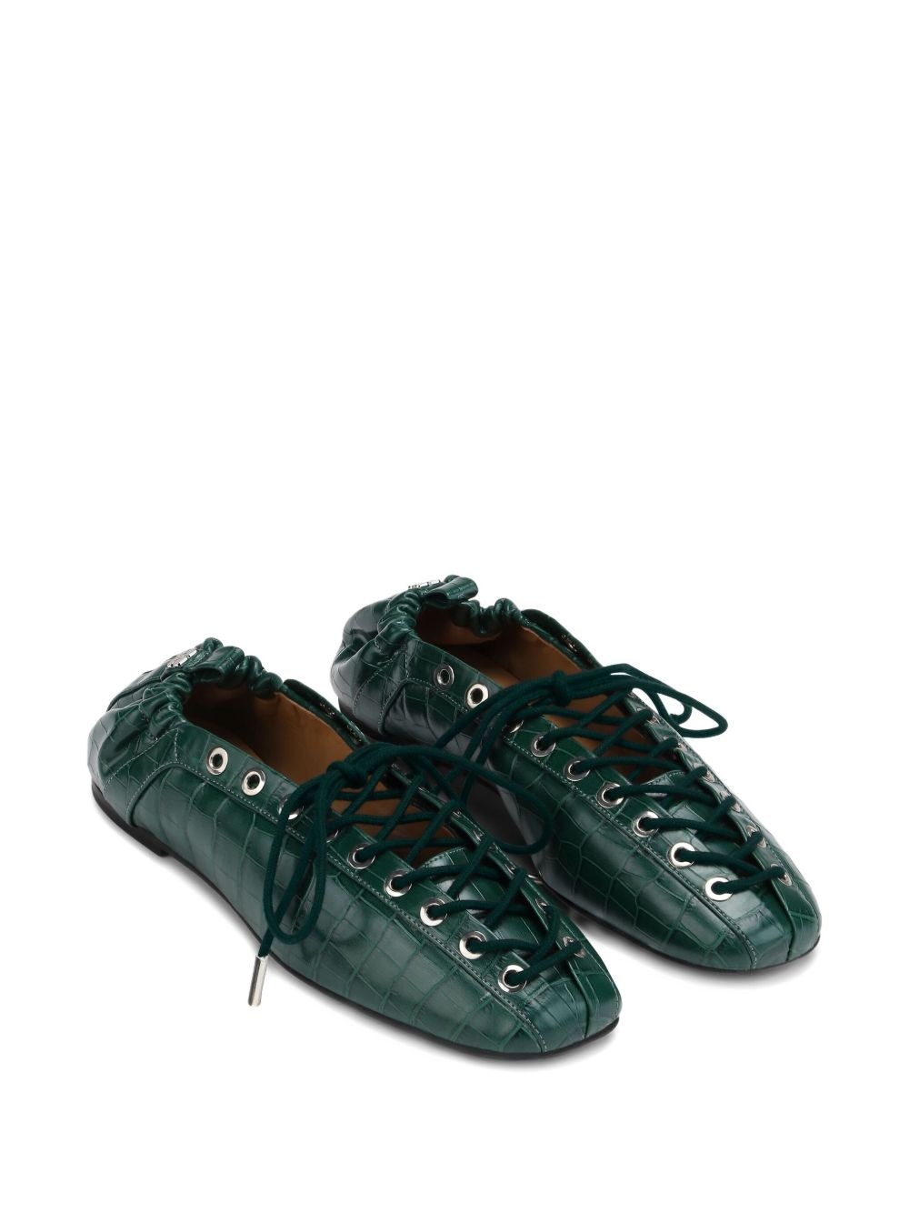 lace-up ballet flats - 2
